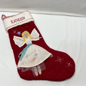 Pottery Barn Kids Blonde Angel Quilted Stocking Kathleen Monogram Christmas READ